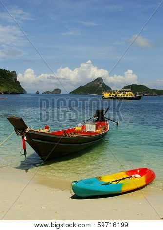 Longtail Boat At Mae Koh Island, Ang Thong National Marine Park, Thailand