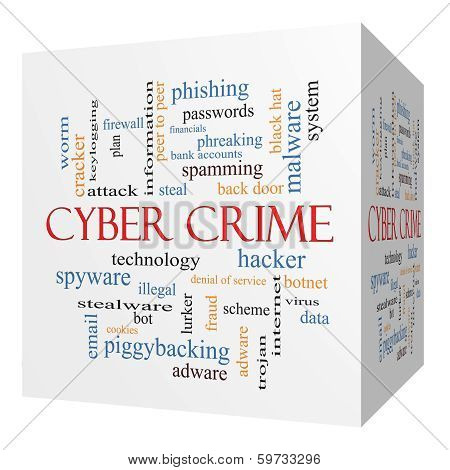 Cyber Crime 3D Cube Word Cloud Concept