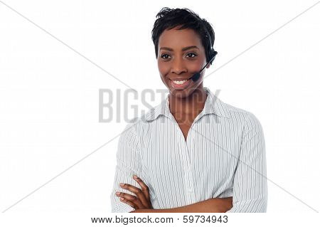 Confident Female Help Desk Executive
