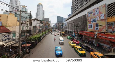 Bangkok Thailand-Feb15- Ratchapralop Rd. Pratunam area important of foreigner trading and traveler s