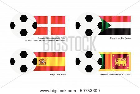 Soccer Ball With Malta, Sudan, Spain And Sri Lanka Flag