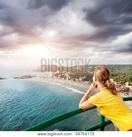 Woman Looking To The Ocean