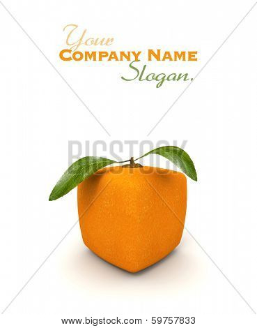 3D rendering of a cubic orange fruit