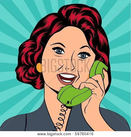 Pop Art Lady Chatting On The Phone