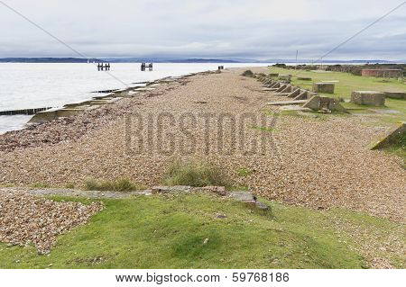 Lepe Beach,wwii  Launch Point For Mulberry Harbours And Departure Of D-day Troops.