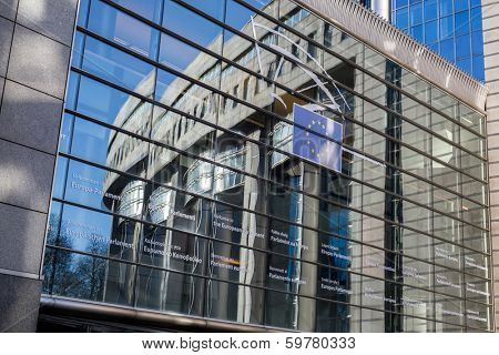 Brussels, Belgium, -January 14, 2014: Photo of European Parliament. Meetings of the whole Parliament ('plenary sessions') take place in Brussels.