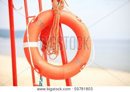 Lifeguard Beach Rescue Equipment Orange Lifebuoy