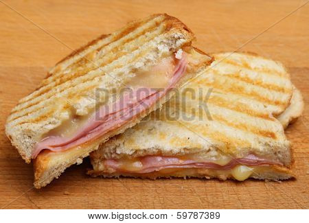 Toasted sandwich with ham and cheese