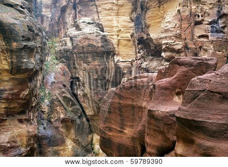 Colorful Rock Formations Of Petra In Jordan