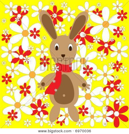 Lapin de Pâques avec des fleurs