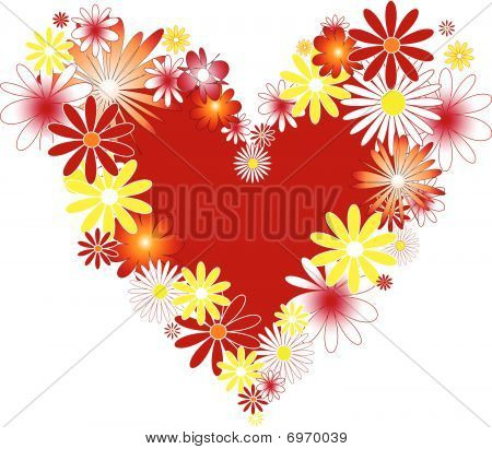 Coeur avec des fleurs.