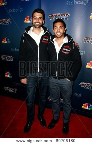 NEW YORK-AUG 6: Members of Cornell Bhangra attend the 'America's Got Talent' post show red carpet at Radio City Music Hall on August 6, 2014 in New York City.