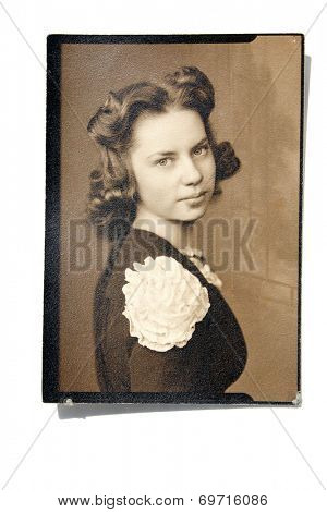 USA- CIRCA 1900s: An antique photo shows studio portrait of a young woman. 