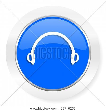 headphones blue glossy web icon