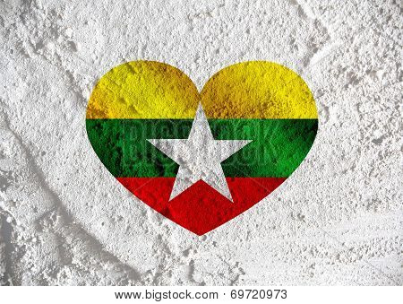 Union of Myanmar flag or Burma flag themes idea design on wall texture background