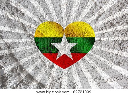 Union of Myanmar flag or Burma flag themes idea design on wall texture background