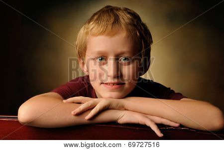 Portrait Of A Cheerful 10 Year Old Boy