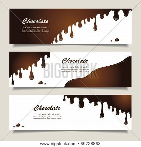 Horizontal Banners With Flowing Chocolate