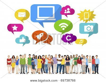 Multi-Ethnic Group of People and Social Media Concept