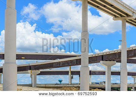 skyward view of an elevated highway system
