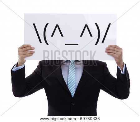 Portrait Of A Funny Hurrah! Businessman