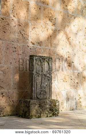 Khachkar is carved memorial stone