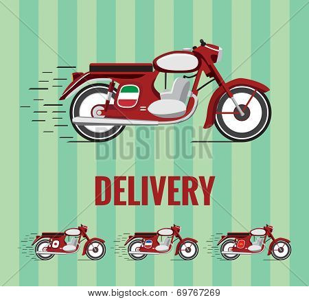 Old timer motorcycle for food delivery.