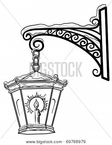 Antique lantern, contour