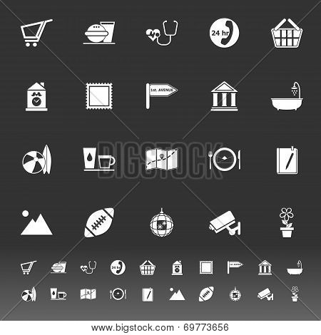 Public Place Sign Icons On Gray Background