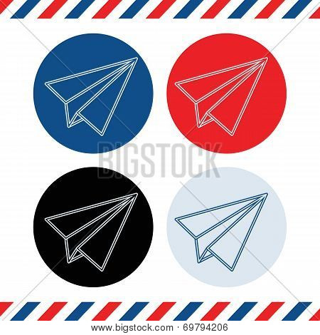 Paper Plane Icons On White Background.