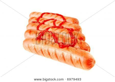 Salsichas vermelhas com Ketchup