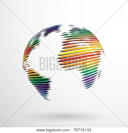 vector simple color linear world icon