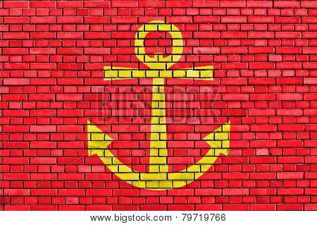 Flag Of Narvik Painted On Brick Wall