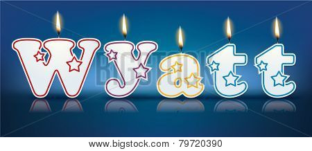 WYATT written with burning candles - vector illustration