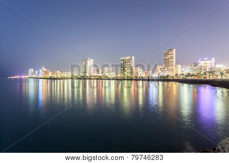 Skyline Of Salmiya At Night