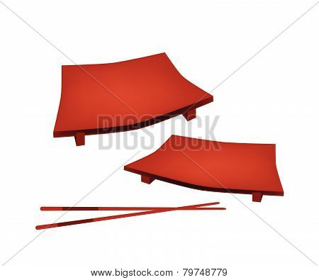 Brown Geta Plate Or Wooden Sushi Board