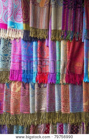 Colorful Fabrics On The Agadir Market In Morocco