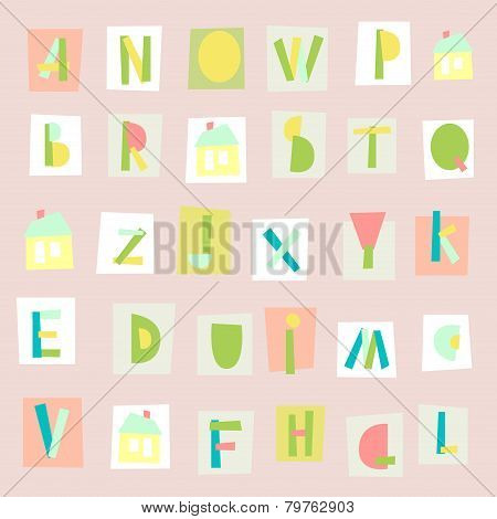 Hand Drawn Trendy Alphabet On Pink Background