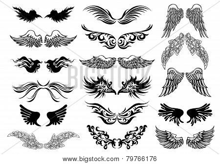 Wings tattoo vector set