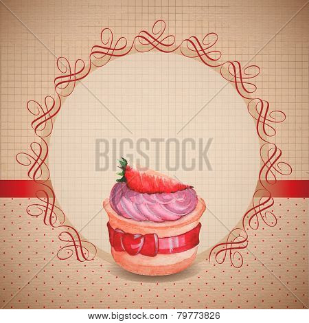 Vintage card with cupcake