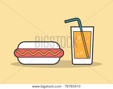 hot dog and a glass of soda