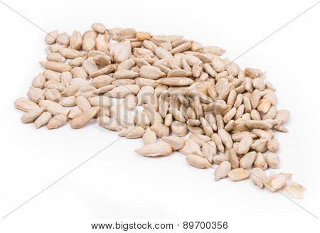 Bunch of pelled sunflower seeds.