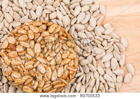 Bunch of pelled sunflower seeds.