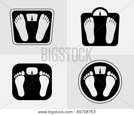 Bathroom scales icon. Weight control sign