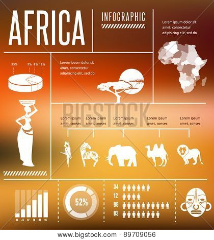Africa - infographics with data icons, elements and illustrations,  background 