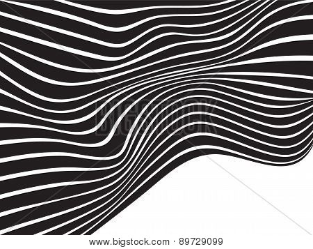 black and white mobious wave stripe optical design