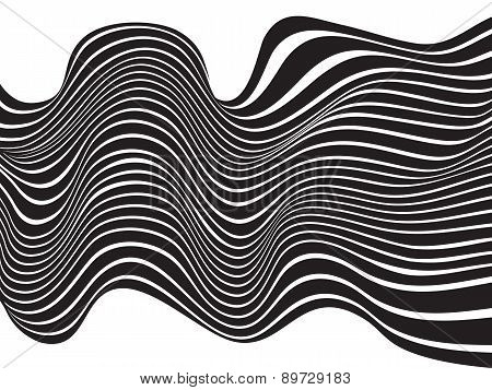 black and white mobious wave stripe optical design