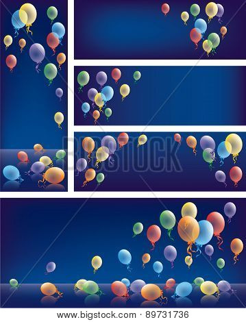 Birthday banners with colored balloons