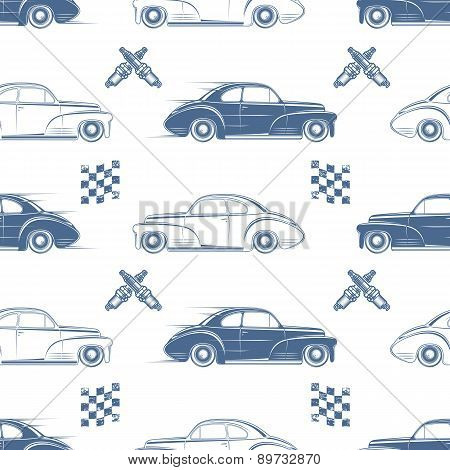 Vintage seamless pattern with cars.
