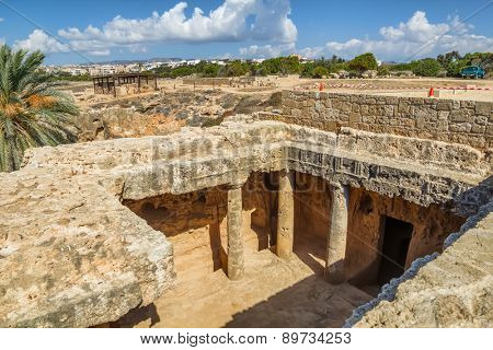 Ancient Paphos necropolis known as Tombs of the Kings, Cyprus.